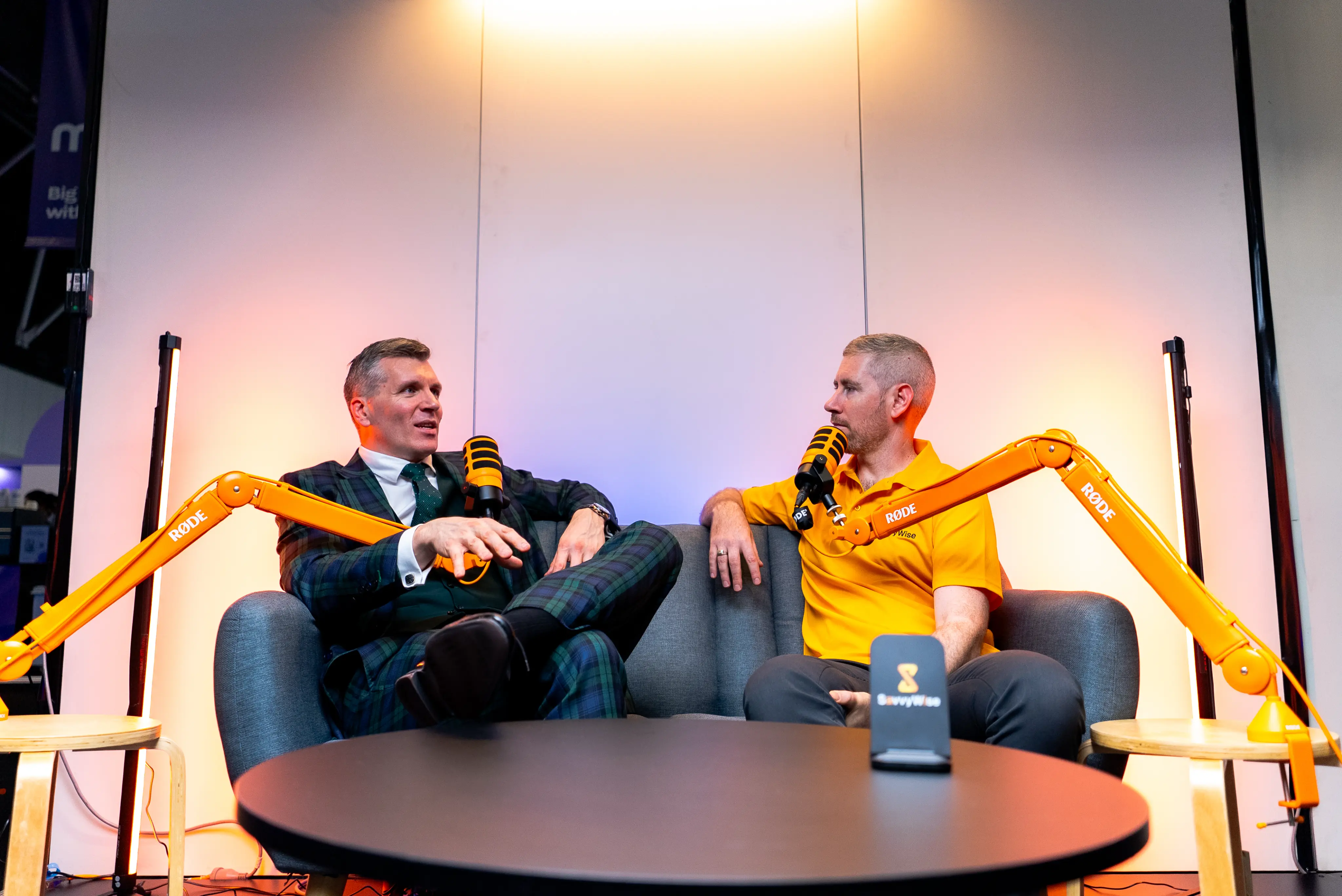 SavvyWise podcast interview at an industry event