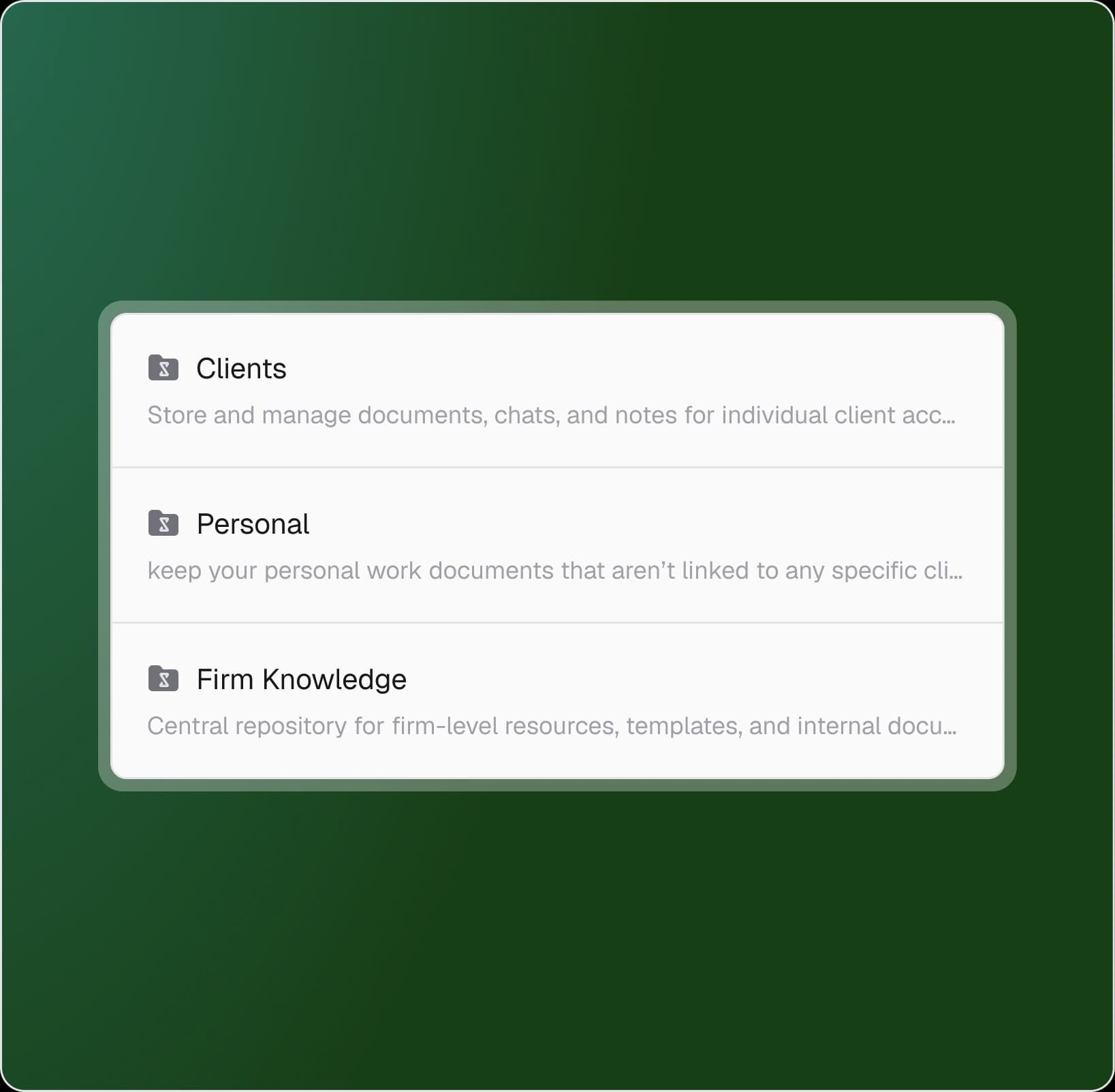 Vault menu